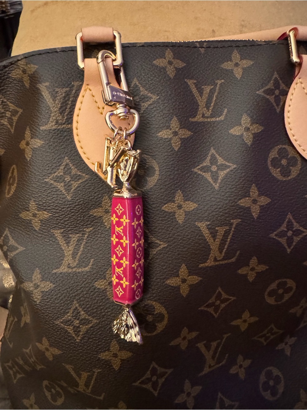 Louis Vuitton Fuchsia Monogram Tassel Key Charm with Gold Hardware